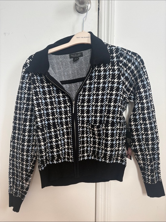 Rachel Zoe Jackets & Blazers - Rachel Zoe Black and White Houndstooth Zip Bomber Jacket